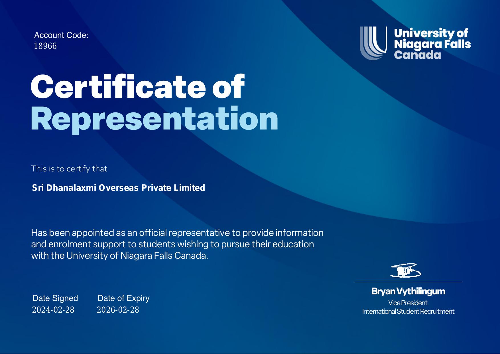University of Niagara Falls — Authorised Partner
