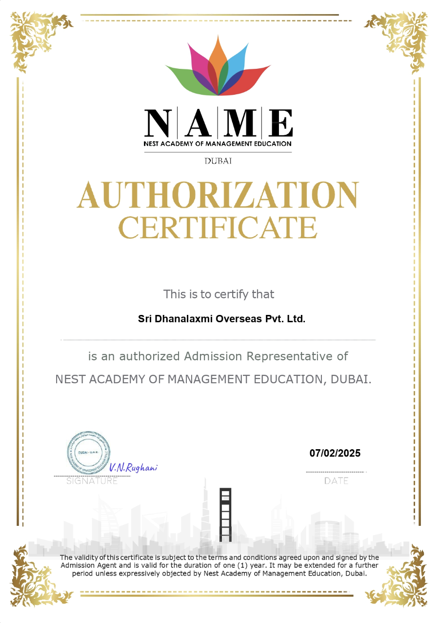 Nest Academy of Management Education, Dubai — Authorised Admission Representative