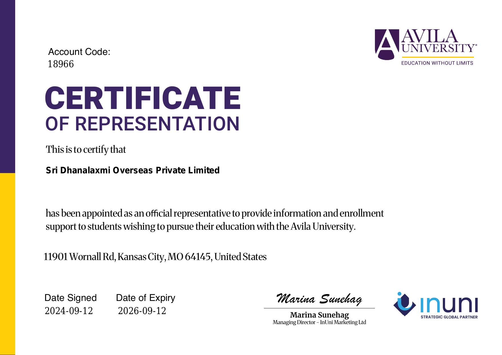 Avila University, USA — Authorised Recruitment Partner