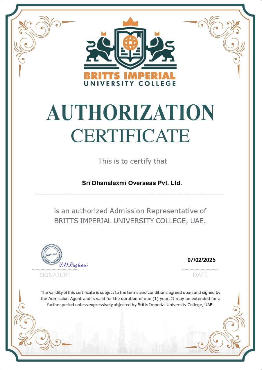 Britts Imperial University College, UAE — Authorised Admission Representative