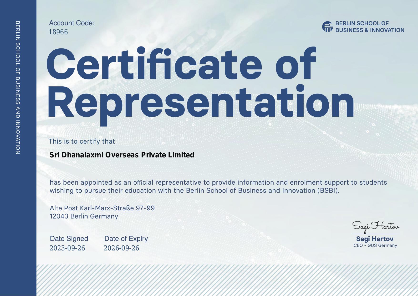 Berlin School of Business & Innovation — GUS Academy — Certified Partner